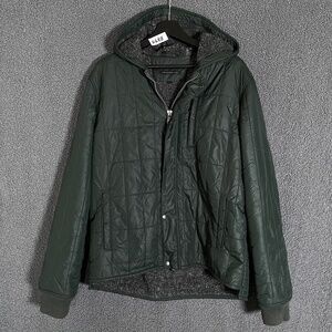 John Varvatos USA Full Zip Hooded Quilted Lined Jacket - Men's Size L - Green